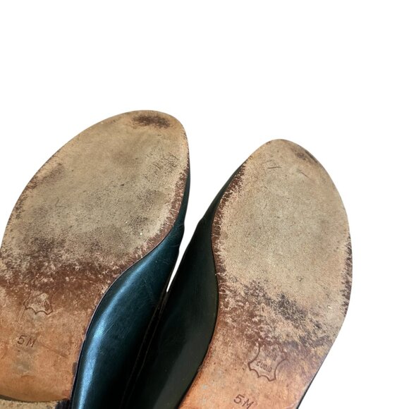 Enzo Angiolini Dark Green Leather Slip-on Loafers Flats Shoes Size 5 Women's - Picture 8 of 8